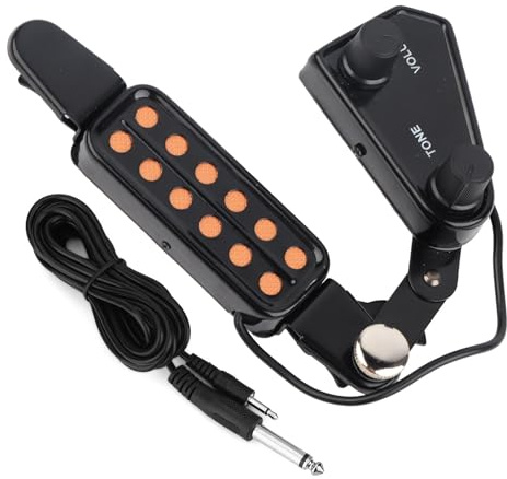 Gitarren Schallloch Tonabnehmer, 12-teiliges Magnettonabnehmer Set mit Regler DIY Komplettkit, Magnettonabnehmer für Akustik Gitarren Spieler Bass Ukulele Live Bühne Heimstudio