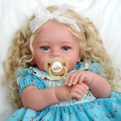 BABESIDE Poupées Réalistes pour Bébés Véritables Bébés Reborn 45 cm Corps en Tissu Doux avec de Longs Cheveux Blonds et Accessoires Vestimentaires pour Enfants de 3 Ans et Plus