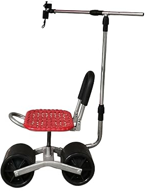 Gartenwagen-Rollhocker, 360 Drehbarer Gartensitz Mit Schirmständer, 150 Kg Tragfähigkeit, Robuster Garten-Arbeitsroller, Für Terrasse, Rasen, Hof, Gartenarbeit, Bepflanzung ( Color : Rouge , Size : A