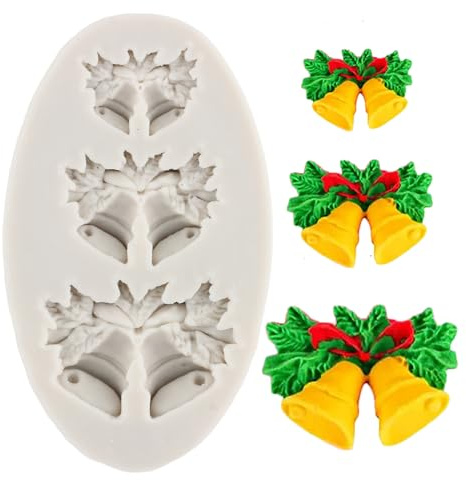 MINFEIDMS Christmas Bells Silicone Molds Bells Fondant Mold For Cake Decorating Cupcake Topper Candy Gum Paste Polymer Clay