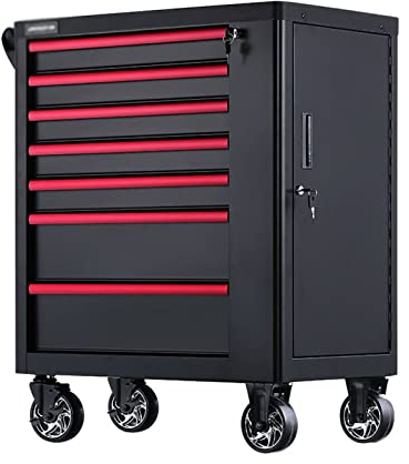 Werkzeugkästen Werkzeugkiste / Werkzeugschrank, Werkzeugkasten-Aufbewahrungssystem, seitlicher Werkzeugschrank, robuster Wagen, Stahl-Rollwerkzeugkasten mit 7 abschließbaren Schubladen Werkzeugorganis