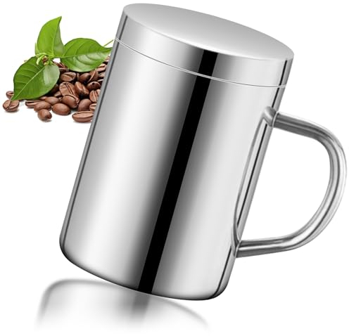 Taza térmica de acero inoxidable, termo de doble capa, con tapa, antigoteo y antiquemaduras, taza de café para llevar, taza de camping (400 ml)