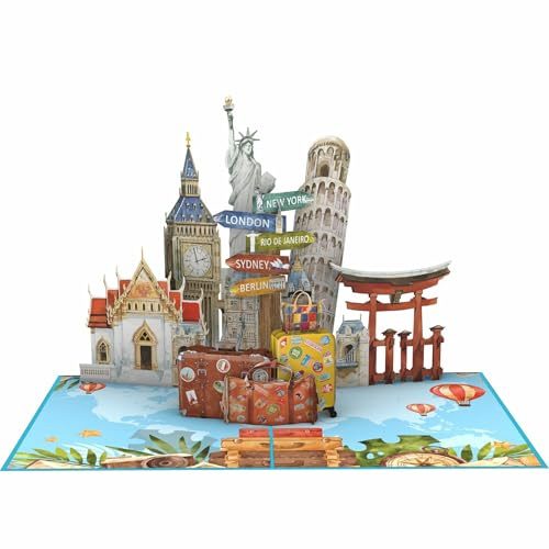 Favour Pop Up® - Una splendida carta 3D per viaggiatori, vacanzieri e viaggiatori del mondo, anche per regali in denaro o voucher. XP847
