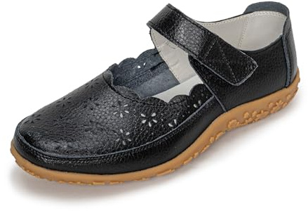 Rusffes Womens Leather Mary Janes Comfort Casual Work Office Nursing Shoes Sandals Black 6uk