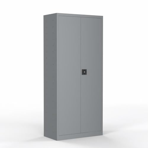 Spacio Bergen Armario Metálico con Cerradura y Estantes Ajustables, Ideal para Oficina, Almacén y Hogar | Seguridad y Archivo Diseño Resistente en Acero (180x80x40cm)