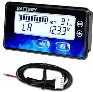 Runleader RL-BI050A Indicatore Livello Batteria, LCD Retroilluminato Bianco, DC 12V/24V/36V/48V per Piombo, LiFePO4, Litio, Golf Car, Camper, Muletto, Bici Elettrica & Generatore Solare