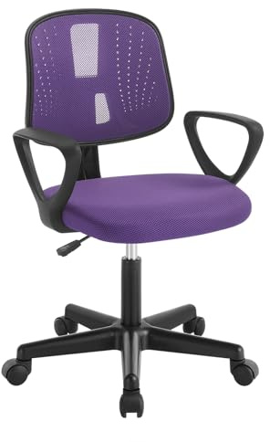 Klihome Chaise Bureau Enfant, Fauteuil de Bureau pour Adolescents, Chaise Ergonomique en Maille Respirante, Dossier Réglable, Purple