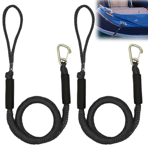 2 cordes d'amarrage pour bateaux, accessoires pour bateaux, corde d'amarrage avec oeillet et crochets, pour kayak, motomarine, ponton, canoë, 4