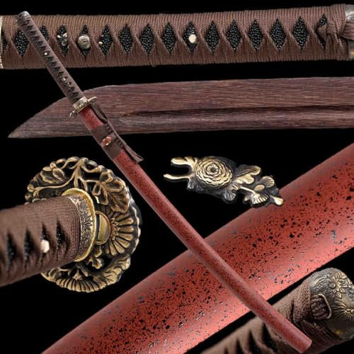 HJHUUA Bokken Hecho a Mano de 103 cm,Espada samurái de Palisandro Natural con Vaina de Madera,Katana Japonesa de Entrenamiento de Madera para Kendo,Cosplay,exhibición,Regalo y Accesorios.