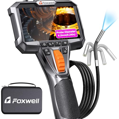 FOXWELL Y400 220° Drehbar Endoskopkamera mit Licht, 6,2mm Endoskopkamera Beweglicher Kopf, IP67 Wasserdicht Inspektionskamera Endoskop Kamera 1080P Rohrkamera Kanalkamera - 5,25 FT(1.6Meter)