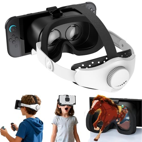 Verbessertes VR-Headset für Switch 2 2025, Switch 2 VR-Spielbrille mit verstellbaren HD-Gläsern und Kopfband mit Drehknopf, Virtual Boy, Labo VR für Switch 2 Zubehör, White & Black