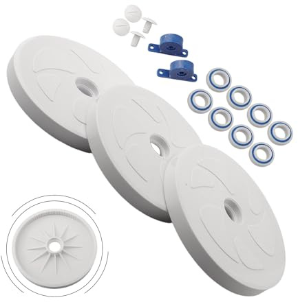 Homeponnew Kit di ricambio per pulizia piscina Polaris 180 280 con 3 ruote grandi C6, 8 cuscinetti a sfera C60, 2 cuscinetti a turbina C80, 4 viti in plastica C55, bianco e blu