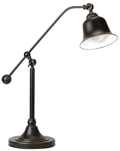 Coaster Home Furnishings - Eduardo - Metal - 25-Inch Bell Down Bridge Table Lamp with Adjustable Shade and 2-Way Light Switch - Bedroom & Living Room - Dark Bronze - 901186