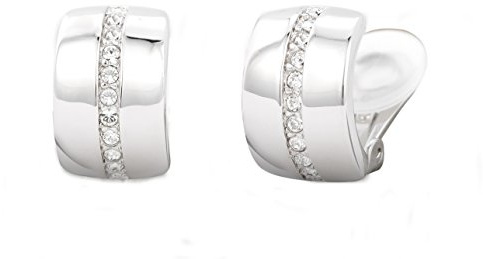 Traveller Ohrclip - Preciosa Kristalle - Platiniert - Silbefarbe - 16x10 mm - 156592