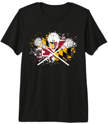 Boys Lacrosse Shirt Helmet Sticks LAX Maryland Flag Gift