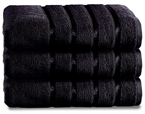 GC GAVENO CAVAILIA Fade Resistant Luxury Towels, Extra Absorbent 100% Ringspun Egyptian Cotton 500 GSM Bathroom Set, Black, 2PK Bath Sheet, 554882