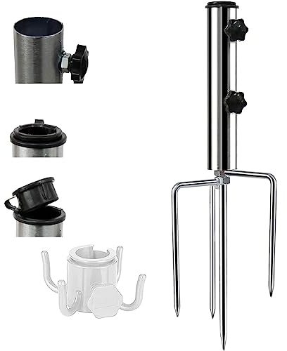 4 Horquillas，Soporte de Sombrilla Extraíble Soporte， 46 cm de largo, el anclaje al suelo mide 25 cm de largo, Ancla De Sombrilla para Playa para Césped, Pesca, Jardín, Playa， fuerte asegurado