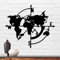 Terma Stahldesign Wanddeko Kompass 75 cm schwarz XXL Weltkarte Made in Germany Bild Dekoration Metall Rose Natur Wanddekoration Deko Metall Wand Bild Deko Wohnzimmer Wandbild Schlafzimmer Industrial