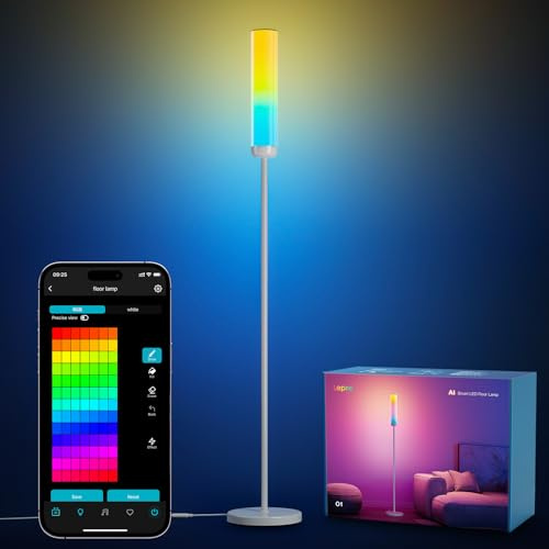 Lepro O1 AI Floor Lamp, Smart Standing Lamp with Music Sync, 2300 Lumen Corner Floor lamp for Living Room, Bedroom, RGB+CCT, Personalized AI Lighting Designer, Works with Alexa, 2.4G WiFi, No Remote