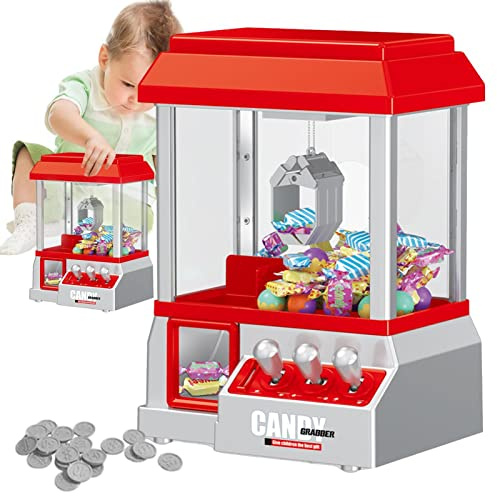 Macchina artiglio, Arraffa caramelle in atura per bambini, distributore elettronico di caramelle e giocattoli con suono e 24 monete da gioco per bambini e feste