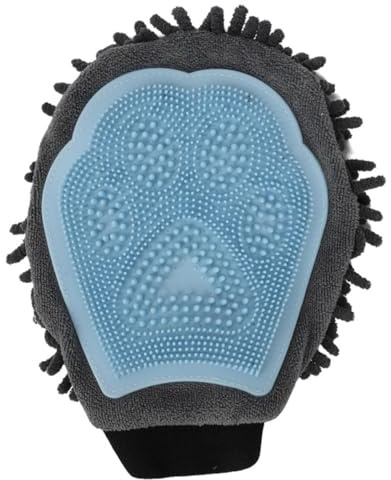 Guanto Spazzola per Cani Gatto, 2 in 1 Guanti per la Cura degli Animali, Guanto da bagno per caniGuanto da Massaggio per Gatto Cani, Guanto per depilazione degli Animali Domestici, blu