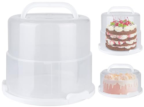 Targihoemt Foldable Cake Carrier, Holds up to 10in Round and 8.5in High Cake, with Lid and Handle