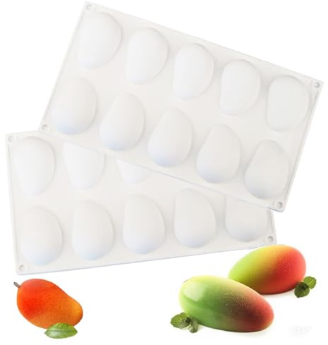 Silikonform dessert silikon kakform 10 hål 2 st mango silikonform mango form silikon för bakning fondant frukt socker godis gelé bakformar praliner 3D gör-det-själv mögel