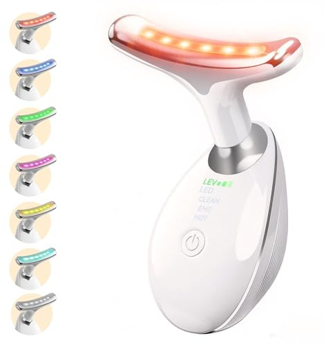 Face Toning Devices, 7 Colors 3 Modes Electric Face Device, 45°C Led Facial Sculptor for SkinTightening & Neck Lifting, Face Massager for Women White