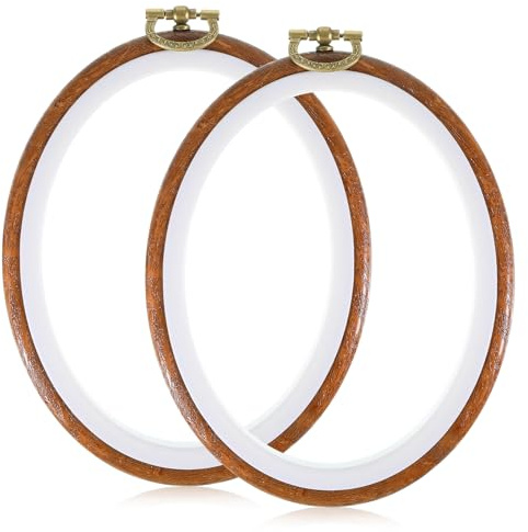 2Pcs Small Embroidery Hoop 4.7in, Imitated Wood Embroidery Hoop, Cross Stitch Hoops Embroiderys Frame for Art Craft Sewing Handy DIY Ornaments Decoration