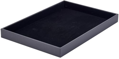 Beebeecraft Vassoio Portagioie In Velluto per Cassetti Vassoio Espositivo In Legno Rivestito di Nero Vassoio Portagioie Impilabile per Collane Bracciali Anelli e Orologi