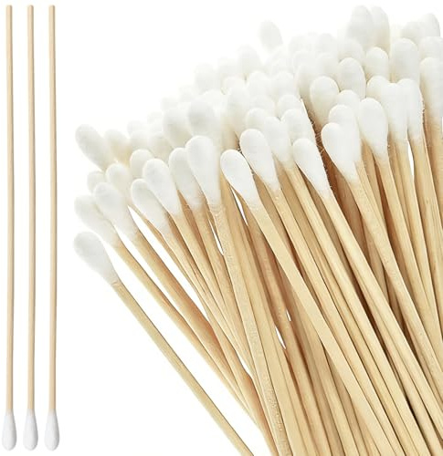 200 Pezzi 15cm Tamponi Cotone in legno,Tampone Cotone Appuntito,Bastoncini Cotone extra lunghi,Tamponi Cotone con Bastoncini Legno,Tampone Cotone Biodegradabili,per Rimozione