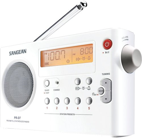 Sangean PR-D7 AM/FM Digital Rechargeable Portable Radio - White, One Size