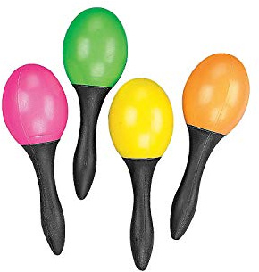 Fun Express - Plastic Neon Maracas - Toys - Noisemakers - Misc. Noisemakers - VBS Vacation Bible School Supplies/Décor Fiesta Decorations, Goodie Bag Fillers - 12 Pieces