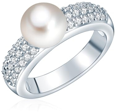 Valero Pearls Bague avec perle pour Femme en Argent sterling