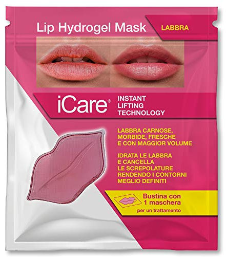 iCare Lip Hydrogel Mask - Instant Lifting Technology - Patch in Gel - Con Principi Attivi Vegetali - Monouso - Idratante - Elimina Screpolature - Ridefinisce i Contorni delle Labbra - Fissa Makeup