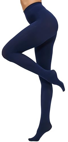 CozyWow Collants semi-opaques 80D couleur unie pour femmes(Bleu Foncé M)
