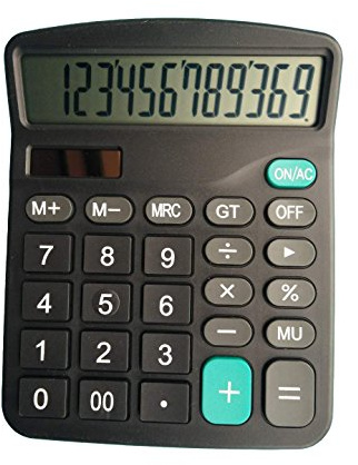 Miniräknare, högteknologisk elektronisk kalkylator för skrivbord med 12-siffrig stor skärm, LCD-skärm kontorsräknare (svart)