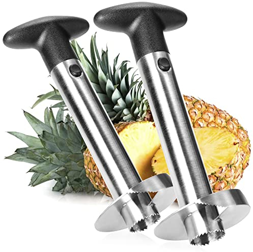 COM-FOUR® 2x coupe-ananas 3 en 1 - épluche-ananas en acier inoxydable, va au lave-vaisselle - vide-ananas - vide-ananas avec lame tranchante (02 pièces - coupe d'ananas)