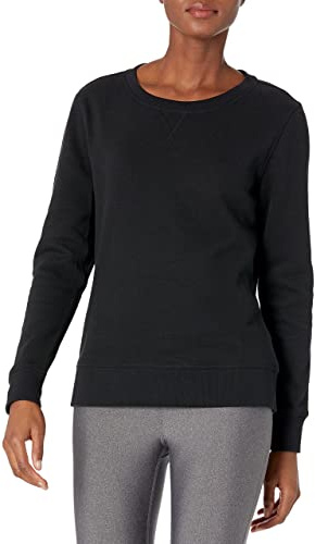 Amazon Essentials Sudadera con Cuello Redondo de Forro Polar (Disponible en Tallas Grandes) Mujer, Negro Mezcla, L