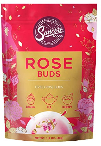 Suncore Foods Dried Rose Buds Bloom, Caffeine-Free Tea, Gluten-Free, Non-GMO, 1.5oz (1 Pack)