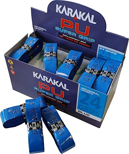Karakal – PU Super Grip – Nastro adesivo per badminton, Squash, tennis, mazza da hockey o bastone da ghiaccio – Confezione da 5 o 24 – diversi colori, Blu, 6 Stück