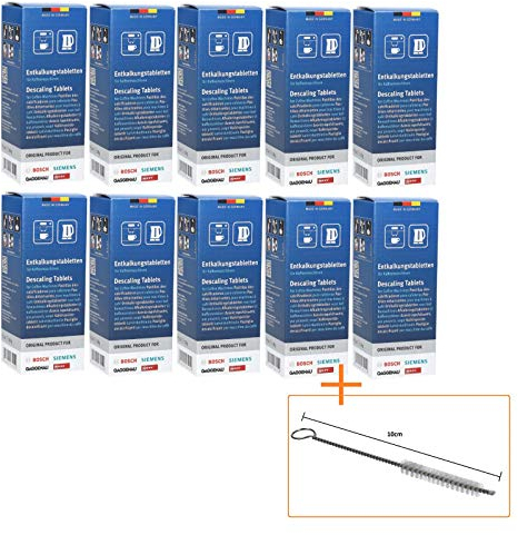 LUTH Premium Profi Parts 10 x 6 pastiglie decalcificanti per caffettiera completamente automatica Tassimo adatto per Siemens 00311864 311864 TZ60002 Set con spazzola di pulizia