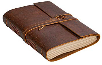 HLC Cuaderno de cuero (6 x 8 pulgadas) – Diario rústico hecho a mano vintage encuadernado de cuero para hombres y mujeres – Papel sin forro de 300 páginas, cuaderno de bolsillo de cuero