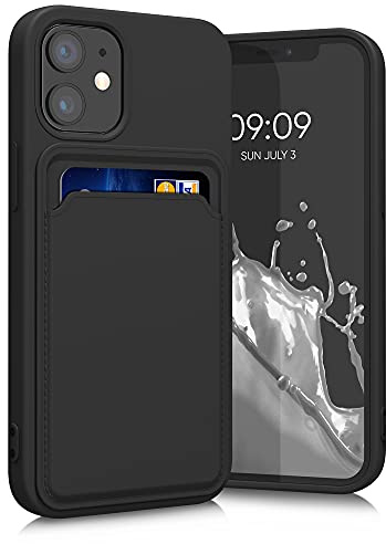 Kwmobile fodral kompatibelt med Apple iPhone 12 mini fodral - TPU-telefonskydd med kreditkortshållare - svart