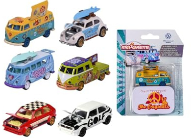 Majorette - Volkswagen The Originals Deluxe Cars – 1 di 6 auto modello VW casuali, scala 1:64, con licenza ufficiale VW, scatola da raccolta, auto giocattolo altamente dettagliate, 212055005