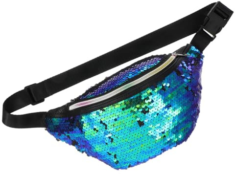 VALICLUD Bauchtasche Damen Pailletten Hüfttasche Glitzer Gürteltasche Mode Taille Tasche Für Alltag Party 11X11X0.4 Zoll