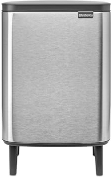 Brabantia - Mülleimer Bo Hi 12L mit Soft-Close-Deckel, herausnehmbarem Inneneimer und Transportgriff - Für Bad, Schlafzimmer und Homeoffice - Mattschwarz