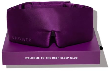 DROWSY Silk Sleep Mask. Face-Hugging, Padded Silk Cocoon for Luxury Sleep in Total Darkness (Purple Martini)