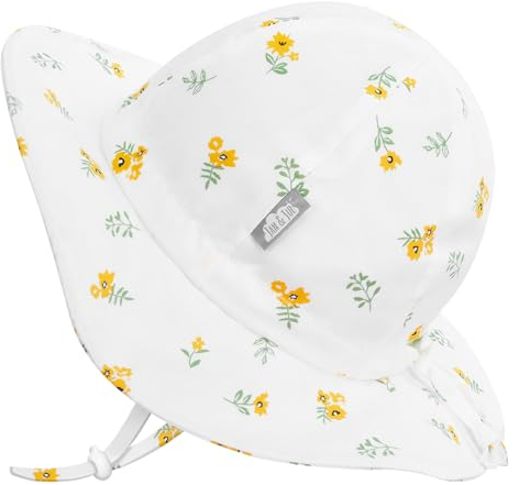 Jan & Jul Sombrero de Sol de Algodón 100% para Niños Pequeños, Patrón de flores - Amarillo, 6-24 meses