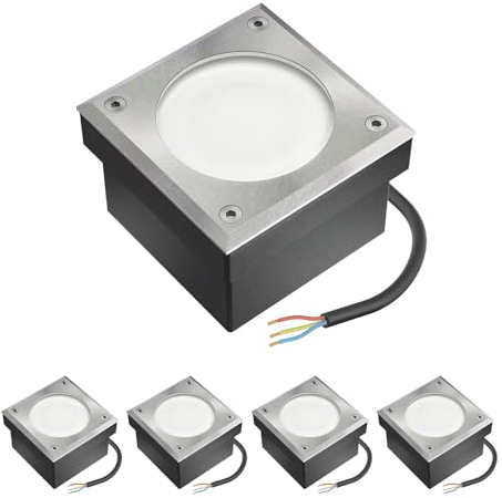 ledscom.de 5x Lámpara empotrada en el suelo para adoquines GX53 NEOLUM para exteriores, IP67, angular, 10 x10cm, incl. portalámparas